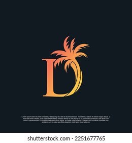 Logo  design with combynation letter D palm logo Premium Vector