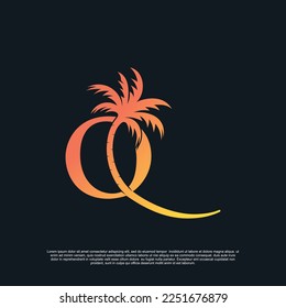 Logo  design with combynation letter Q palm logo Premium Vector