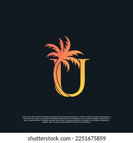 Logo  design with combynation letter U palm logo Premium Vector