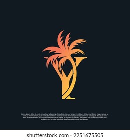 Logo  design with combynation letter Y palm logo Premium Vector