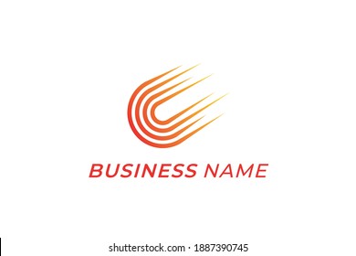 meteorito de diseño de logotipo y letra C