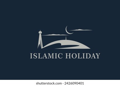 Logo design commemorating Islamic holidays, with a sketch of a mosque and a crescent moon.