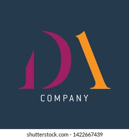 Logo design for company. Company logo DA. Monogram logo DA letters.