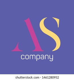 AS logo design. Company logo. onogram. Letters A and S.