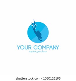 logo design for the company, with a picture of a dive in the depths of water