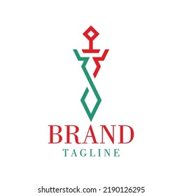 logo design of a company in the shape of a sword founded in 2022