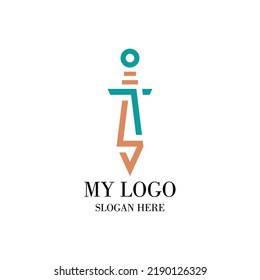 logo design of a company in the shape of a sword founded in 2022