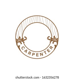 Logo design Concept about Carpenter - Fine Wood - Hand Made - Furnishing . Carpenter design element in vintage style for logo, label, badge, t-shirts. Carpentry retro vector illustration.