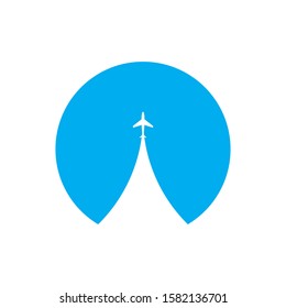 Logo Design Concept with Air Plane Icon. blue color