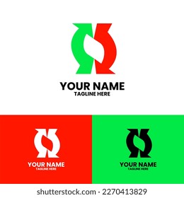 logo design with the concept of arrows up and arrows down in green and red, the logo can be used by brands or the finance and trading community