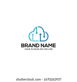 logo design concept of the cloud arrow vector template