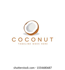 Logo Design Concept with Coconut Fruit Vector Icon 