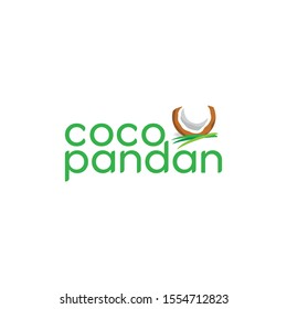 Logo Design Concept with Coconut and Pandan Leaf Icon 