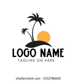 Logo Design Concept with Coconut Tree  Illustration