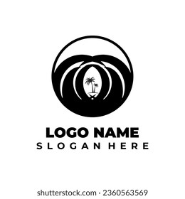 diseño con el concepto de cocotero en medio de las olas de la playa