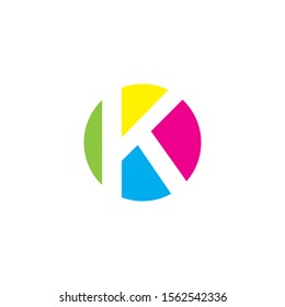 Logo design concept with color full circle and K letter