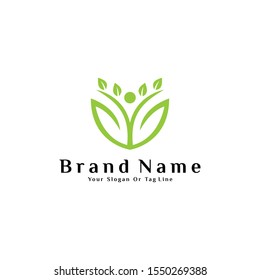 The logo design concept is a combination of leaves and people vector template