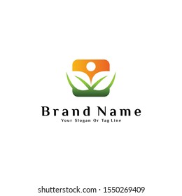 The logo design concept is a combination of leaves and people vector template