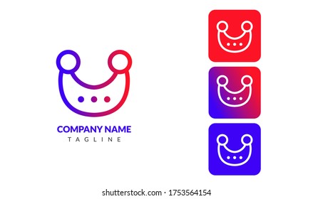 Concepto de diseño de logotipos para la comunicación como combinación de una cara sonriente y una burbuja parlante. Plantilla de logotipo de vectores para marca de empresas, incluido un conjunto de 3 iconos
