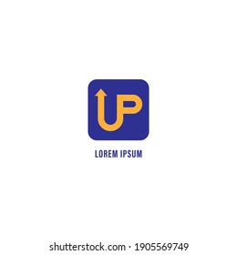 Up logo design concept. Consultant Management company logo design template isolated on white background. Letter UP combine with up arrow icon illustrated a grow up progress or successful. Monogram.