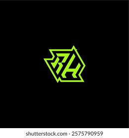 logo design concept cool and dynamic monogram RH esport gaming initial letter