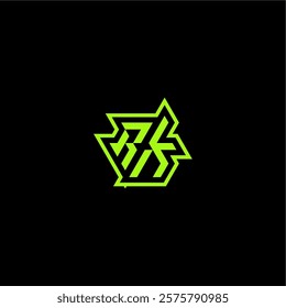 logo design concept cool and dynamic monogram RK esport gaming initial letter