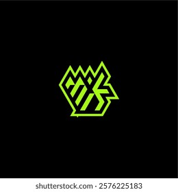 logo design concept cool and dynamic monogram MK esport gaming initial letter