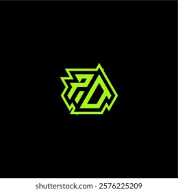 logo design concept cool and dynamic monogram PO esport gaming initial letter