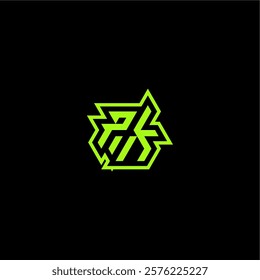 logo design concept cool and dynamic monogram PK esport gaming initial letter