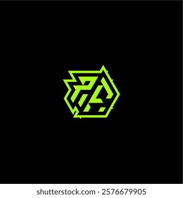 logo design concept cool and dynamic monogram PF esport gaming initial letter