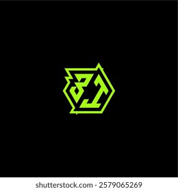 logo design concept cool and dynamic monogram BI esport gaming initial letter