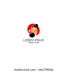 logo design concept with a cute sumo symbol, can be used for restaurants