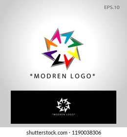 logo design concept in the direction of many colors to form a circle, on eps  10