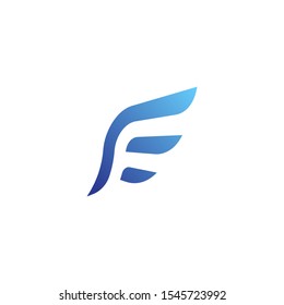 Logo design concept with F Letter and wing icon. 