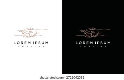 Conceito de design de logotipo com ilustrações de folhas abstratas em fundos brancos e pretos contrastantes