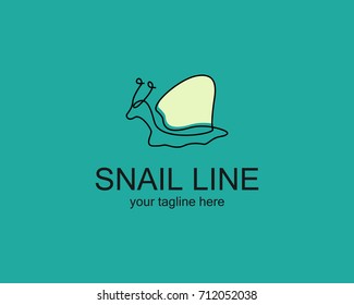 logo design concept of flat line, snail line