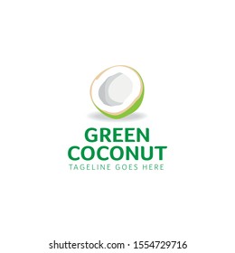 Logo Design Concept with Half Green Coconut Vector Icon