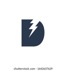 Logo Design Concept with initial letter and Thunder Flash Light Icon