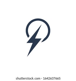 Logo Design Concept with initial letter and Thunder Flash Light Icon