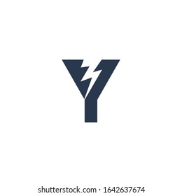 Logo Design Concept with initial letter and Thunder Flash Light Icon