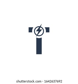 Logo Design Concept with initial letter and Thunder Flash Light Icon
