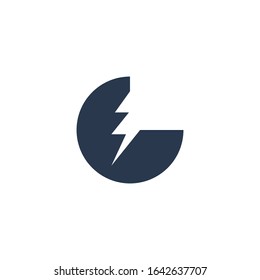 Concepto de diseño del logotipo con letra inicial e icono de luz flash del trueno