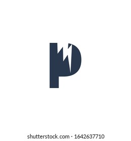 Concepto de diseño del logotipo con letra inicial e icono de luz flash del trueno