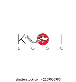 logo design concept of koi fish farming