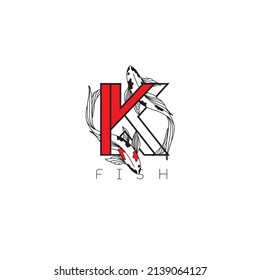 logo design concept of koi fish farming