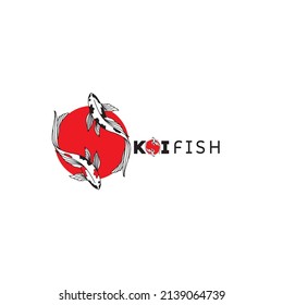 logo design concept of koi fish farming