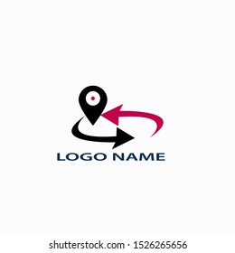 logo design with the concept of a location pin and two arrows