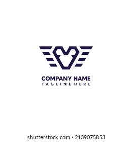 Logo design concept Love wing modern line 
