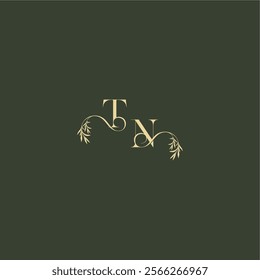 logo design concept luxury wedding monogram TN organic leaf initial letter