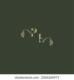 logo design concept luxury wedding monogram PL organic leaf initial letter